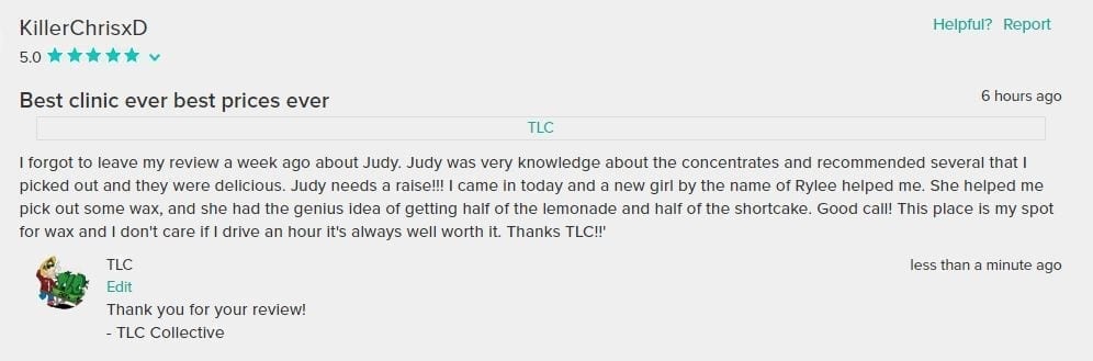 TLC Customer Review From WeedMaps