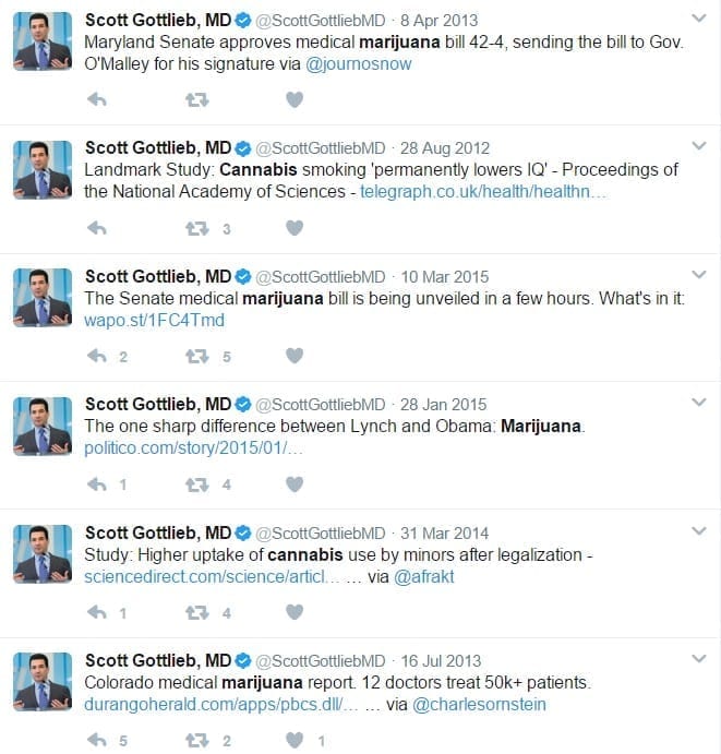Scott Gottlieb tweets on Marijuana