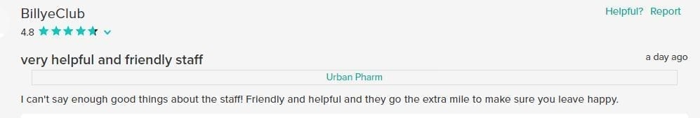 Urban Pharm Positive Customer Review