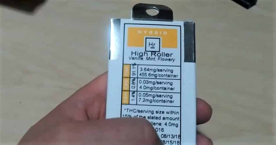 Select Elite Hybrid High Roller Contents cannabis oil vape cartridge