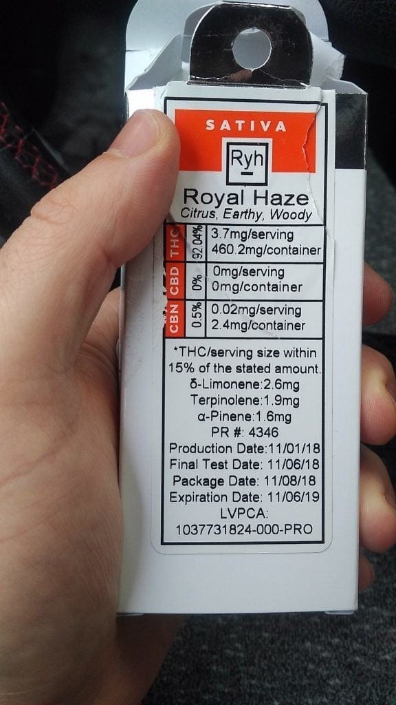 Select Elite Sativa Royal Haze cannabis oil vape cartridge
