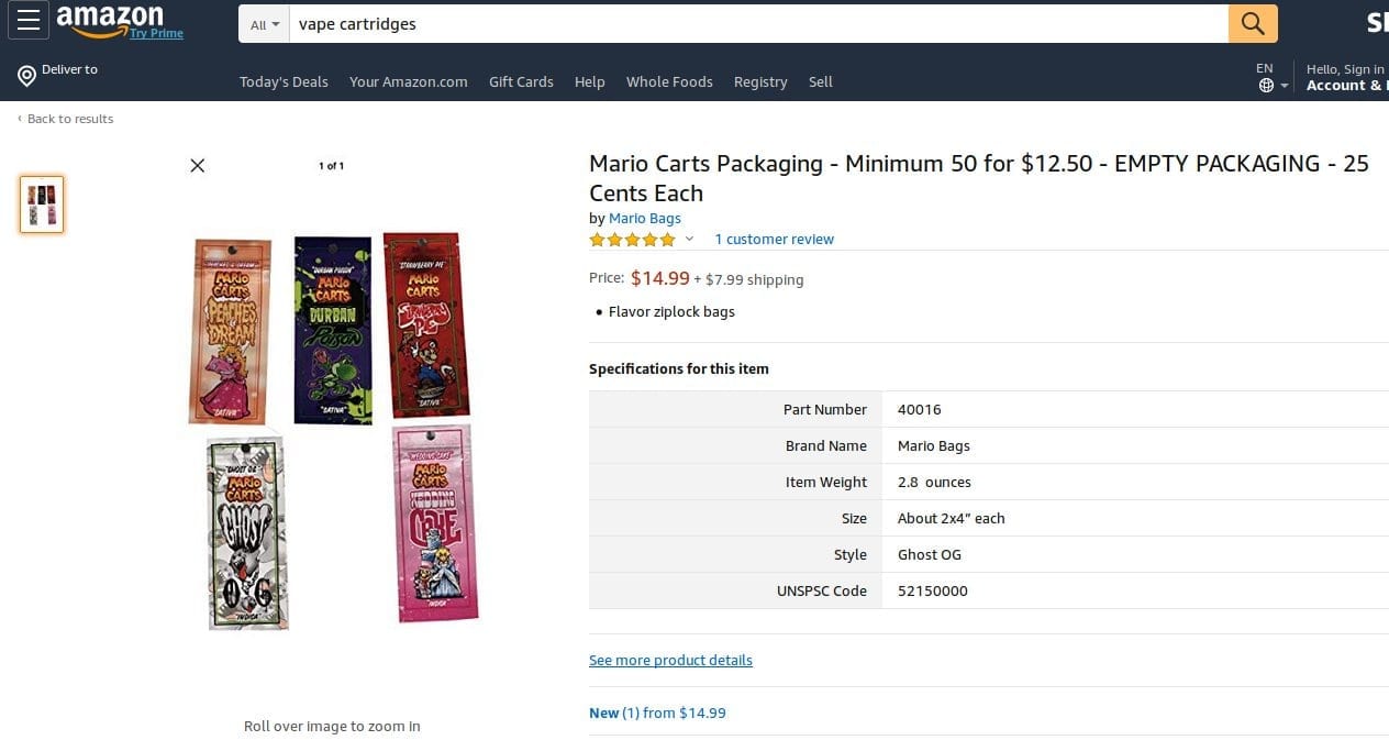 Amazon selling empty cartoon cartridges