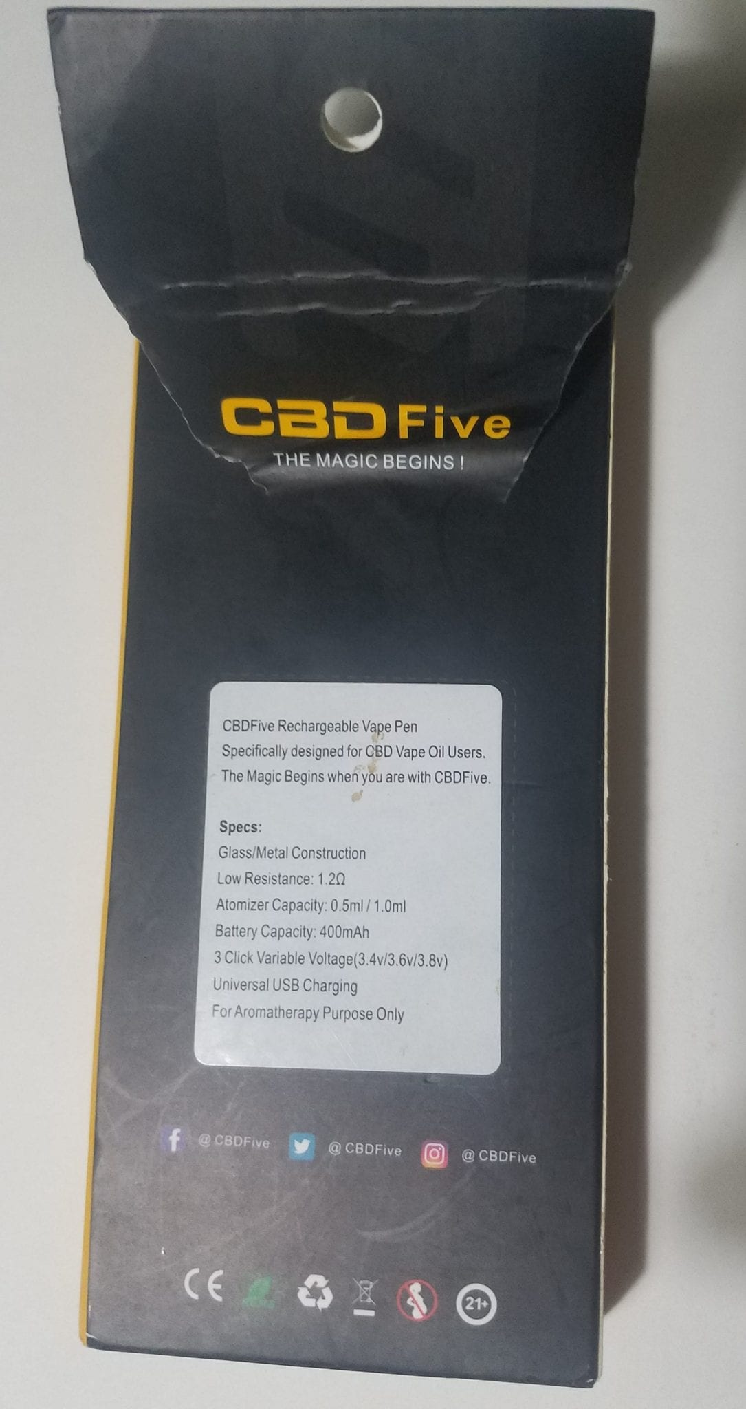 CBD5 exterior package text