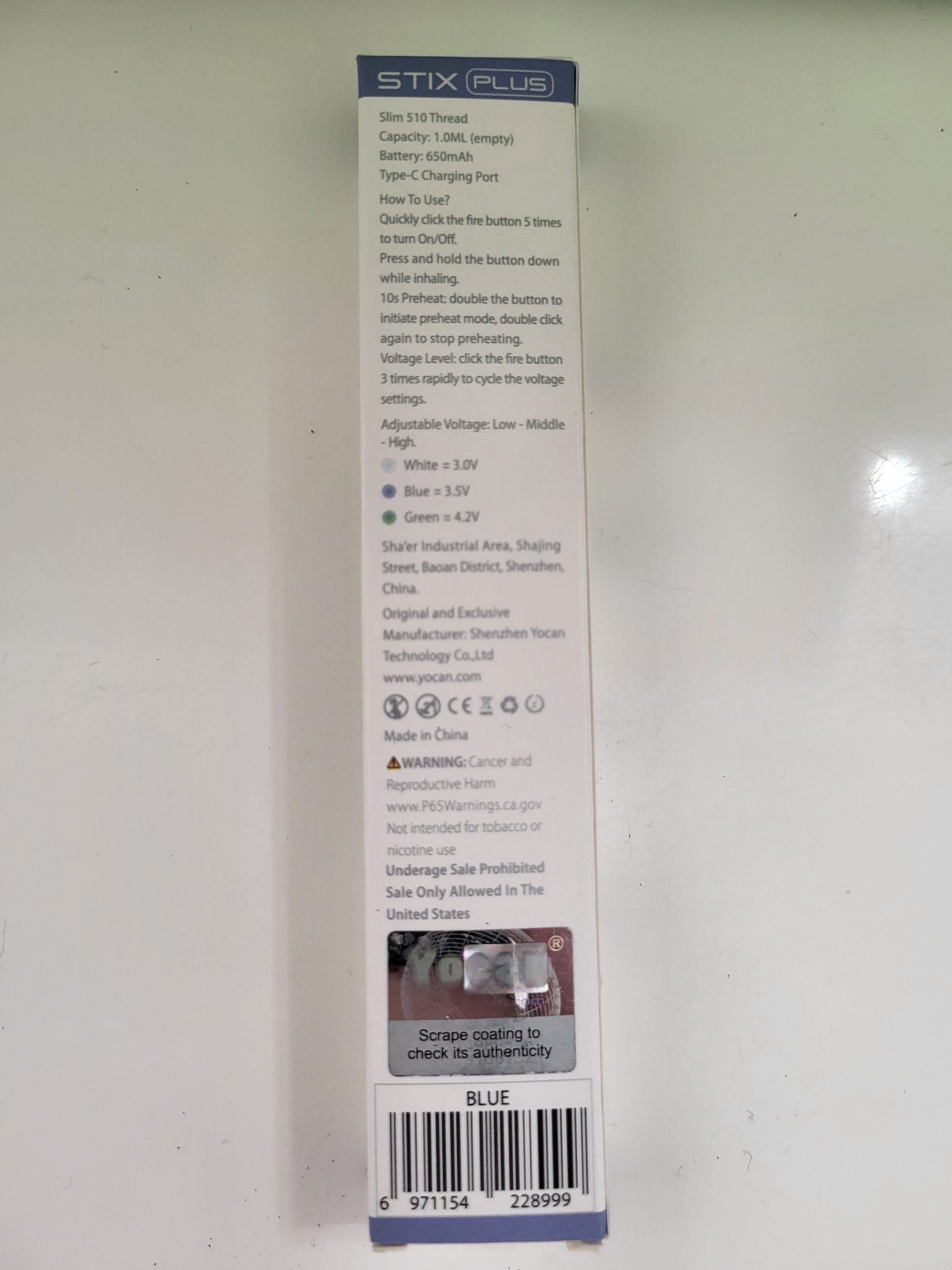 yocan stix plus box details